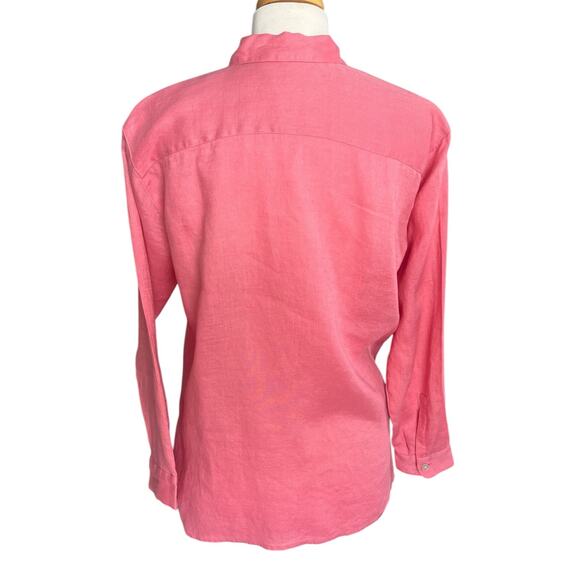 J. Jill Linen Button Up Shirt Pink Boho Lagenlook Cottagecore Womens Size XS - Picture 2 of 12